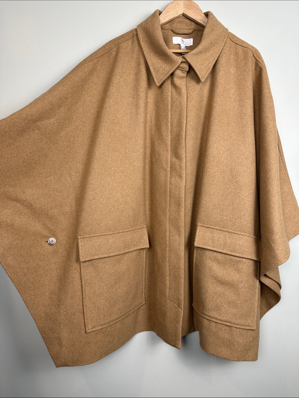 A MYL 1980 wool Blend zip up cape jacket poncho pockets minimalist plus size